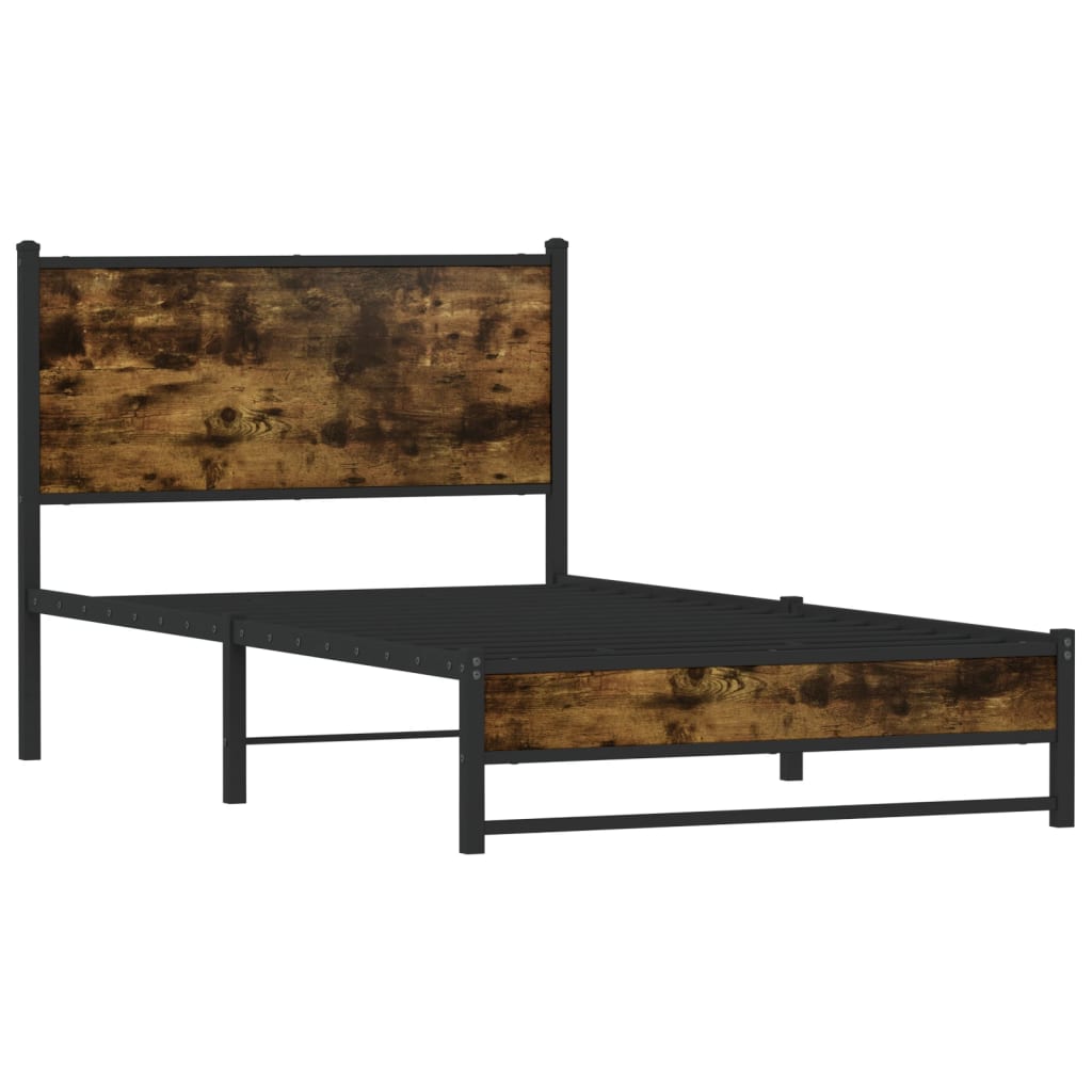 Bedframe zonder matras metaal gerookt eikenkleurig 100x190 cm is nu te koop bij PeponiXL, paradijselijk wonen!