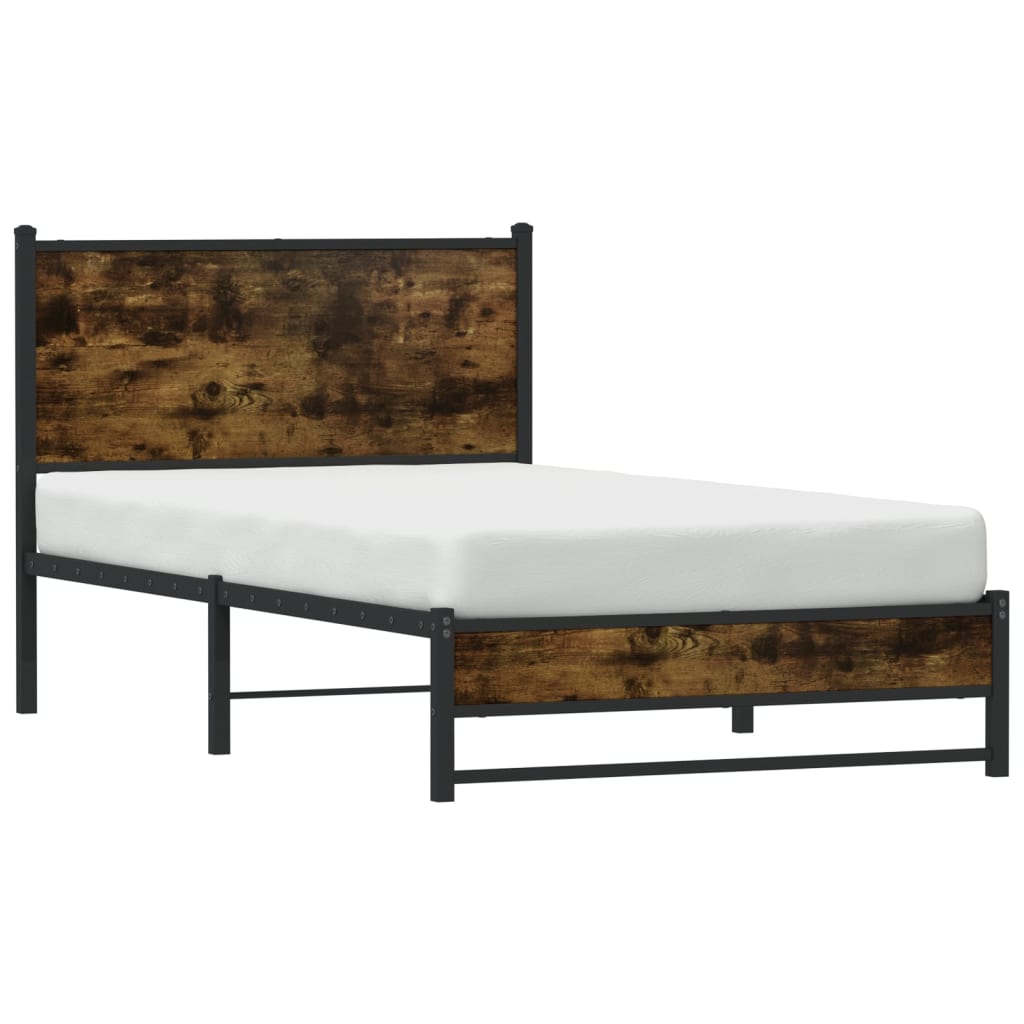 Bedframe zonder matras metaal gerookt eikenkleurig 100x190 cm is nu te koop bij PeponiXL, paradijselijk wonen!