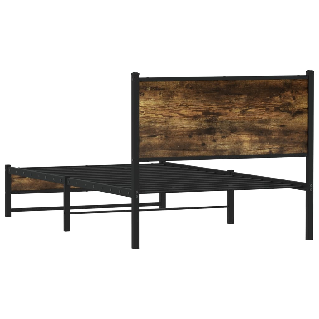 Bedframe zonder matras metaal gerookt eikenkleurig 100x190 cm is nu te koop bij PeponiXL, paradijselijk wonen!