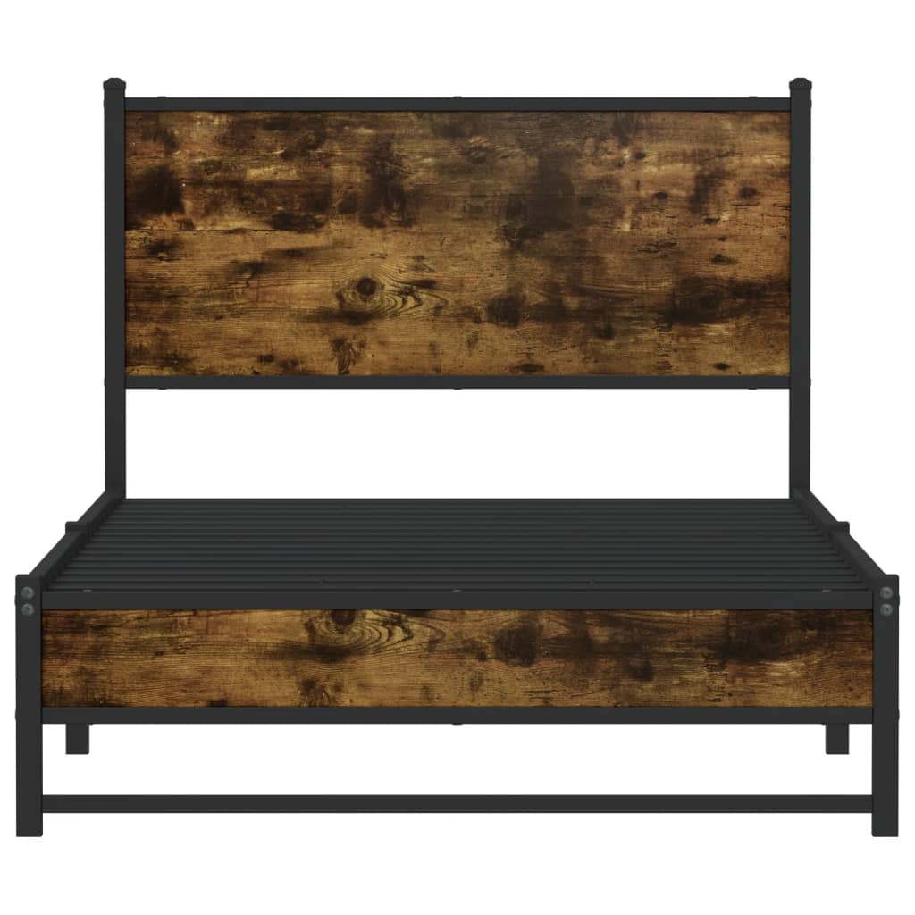 Bedframe zonder matras metaal gerookt eikenkleurig 100x200 cm is nu te koop bij PeponiXL, paradijselijk wonen!