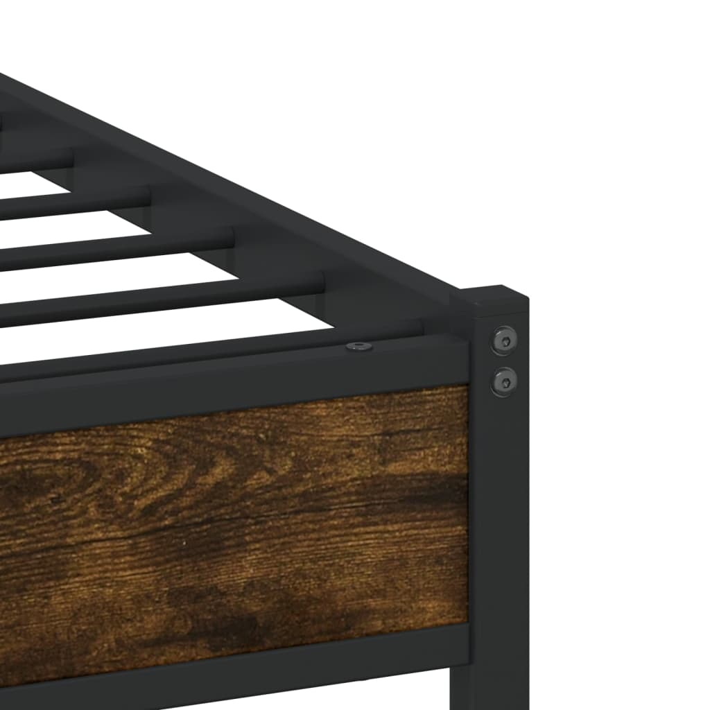 Bedframe zonder matras metaal gerookt eikenkleurig 120x190 cm is nu te koop bij PeponiXL, paradijselijk wonen!