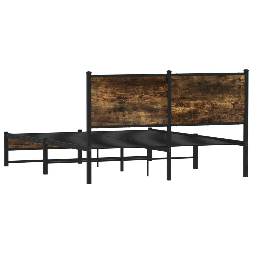 Bedframe zonder matras metaal gerookt eikenkleurig 137x190 cm is nu te koop bij PeponiXL, paradijselijk wonen!