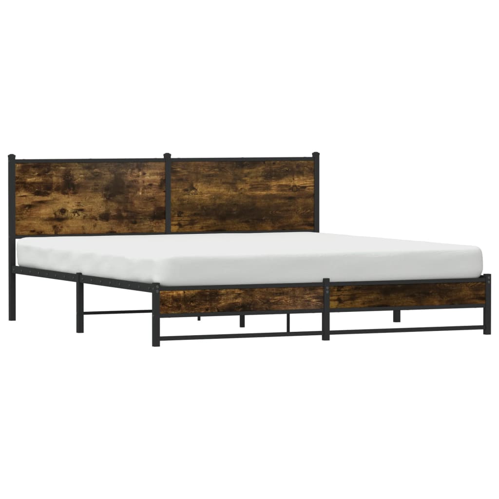 Bedframe zonder matras metaal gerookt eikenkleurig 160x200 cm is nu te koop bij PeponiXL, paradijselijk wonen!