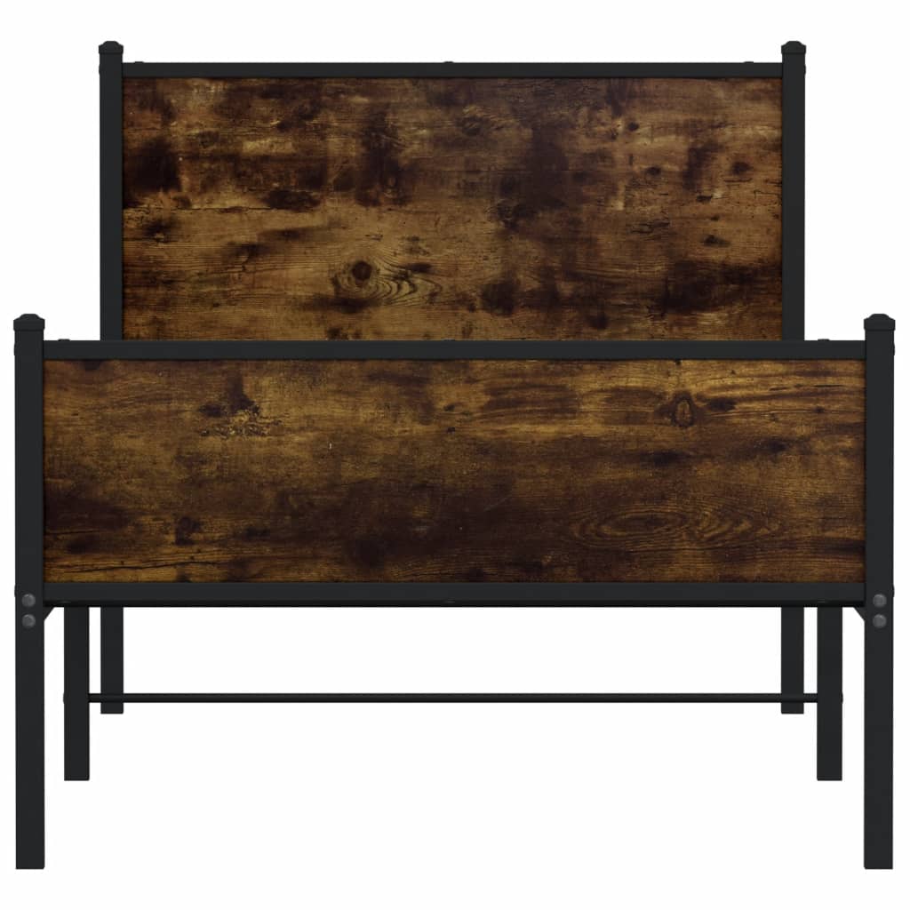 Bedframe zonder matras metaal gerookt eikenkleurig 75x190 cm is nu te koop bij PeponiXL, paradijselijk wonen!