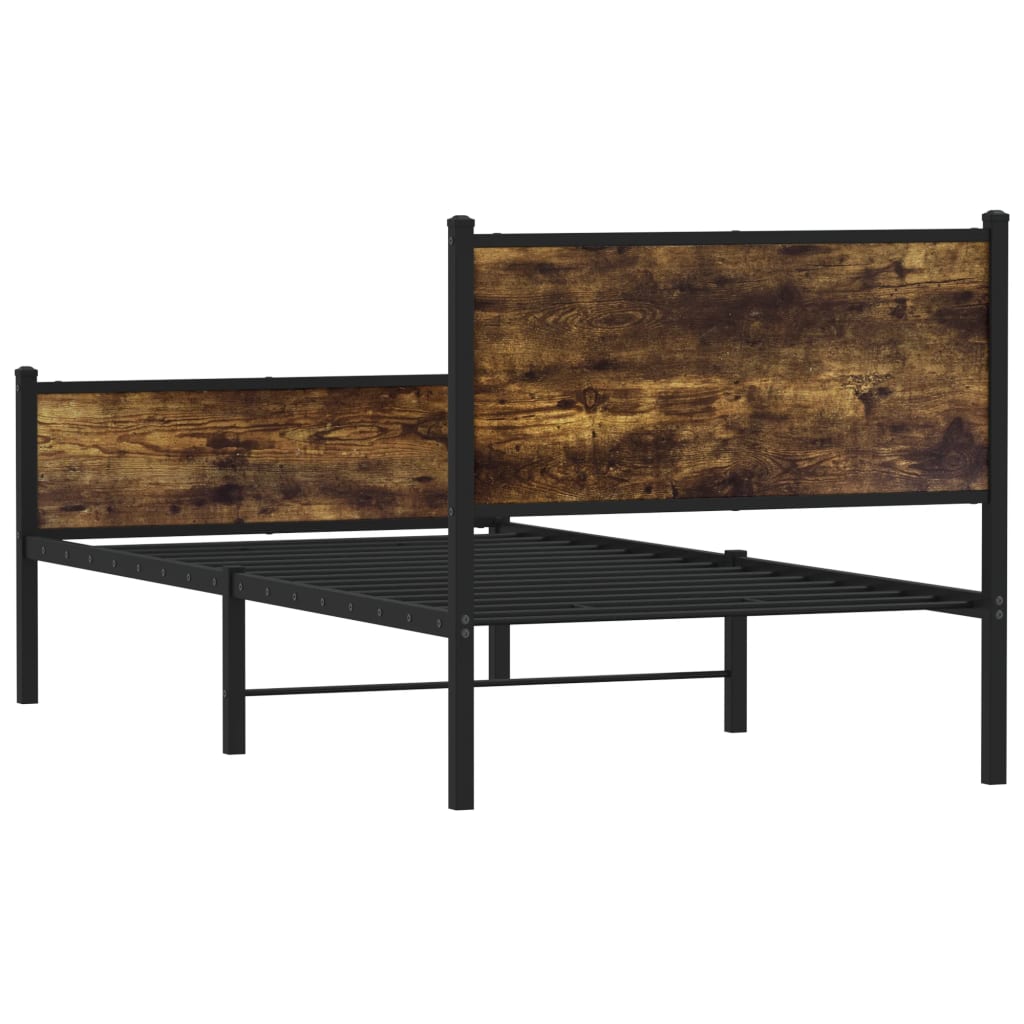 Bedframe zonder matras metaal gerookt eikenkleurig 75x190 cm is nu te koop bij PeponiXL, paradijselijk wonen!