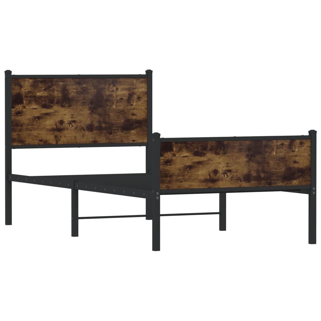Bedframe zonder matras metaal gerookt eikenkleurig 80x200 cm is nu te koop bij PeponiXL, paradijselijk wonen!