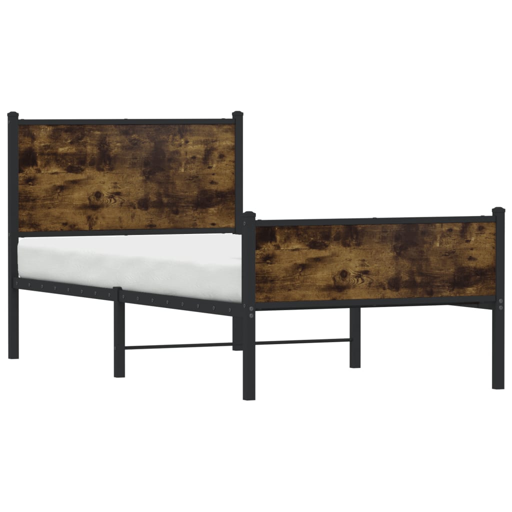 Bedframe zonder matras metaal gerookt eikenkleurig 80x200 cm is nu te koop bij PeponiXL, paradijselijk wonen!