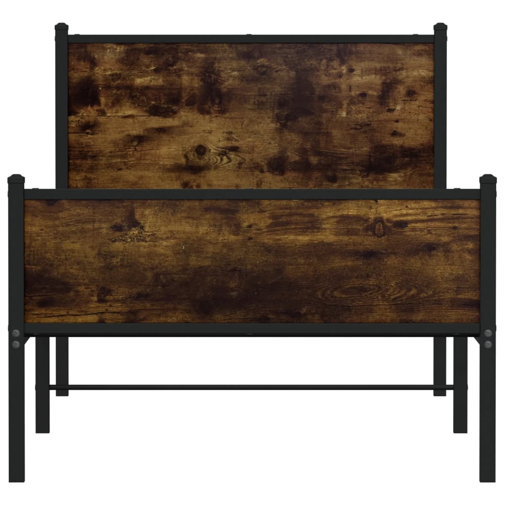 Bedframe zonder matras metaal gerookt eikenkleurig 80x200 cm is nu te koop bij PeponiXL, paradijselijk wonen!