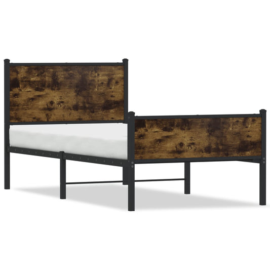 Bedframe zonder matras metaal gerookt eikenkleurig 90x190 cm is nu te koop bij PeponiXL, paradijselijk wonen!