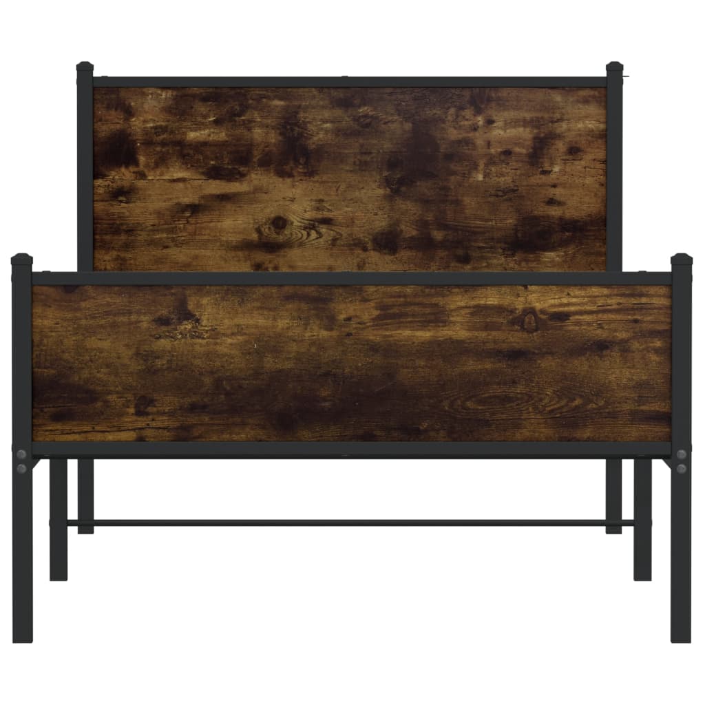 Bedframe zonder matras metaal gerookt eikenkleurig 100x190 cm is nu te koop bij PeponiXL, paradijselijk wonen!