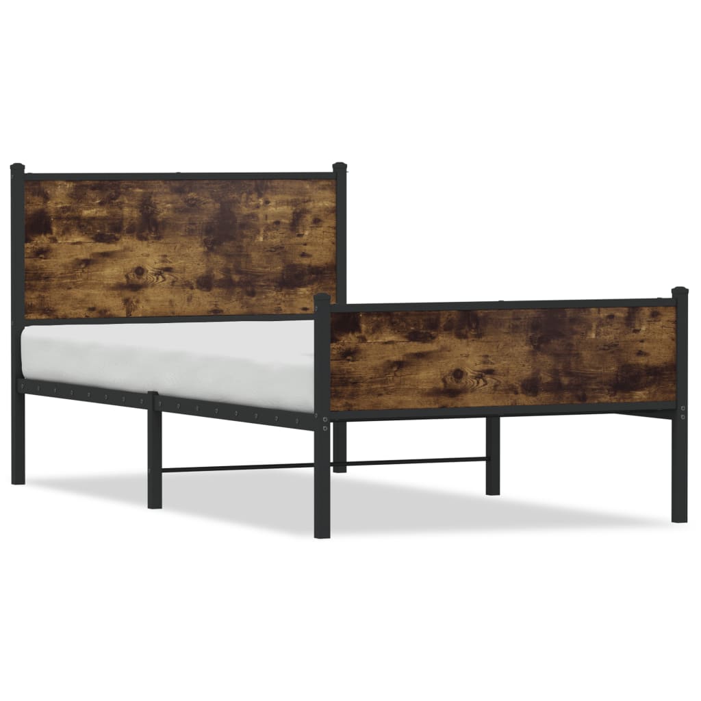 Bedframe zonder matras metaal gerookt eikenkleurig 100x190 cm is nu te koop bij PeponiXL, paradijselijk wonen!