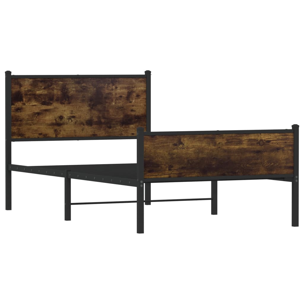 Bedframe zonder matras metaal gerookt eikenkleurig 100x200 cm is nu te koop bij PeponiXL, paradijselijk wonen!