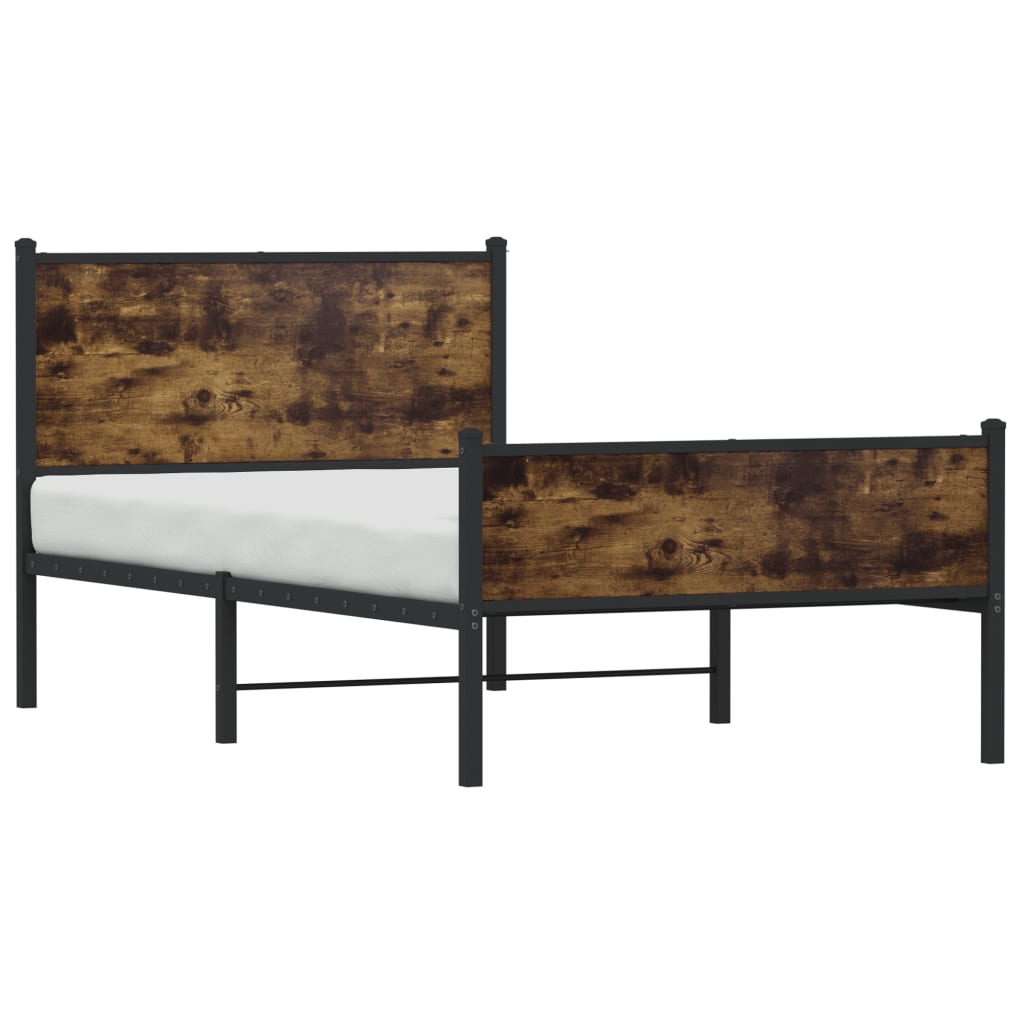 Bedframe zonder matras metaal gerookt eikenkleurig 100x200 cm is nu te koop bij PeponiXL, paradijselijk wonen!