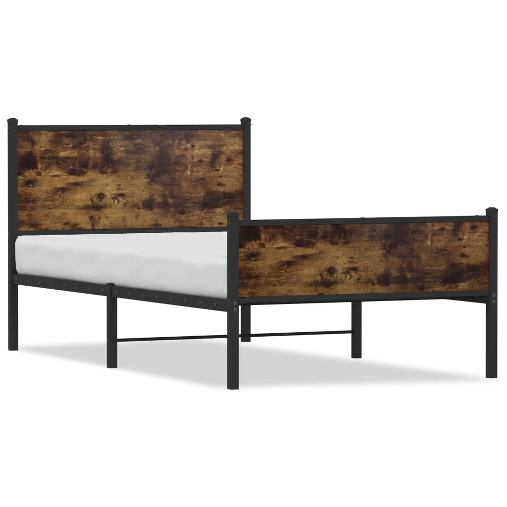Bedframe zonder matras metaal gerookt eikenkleurig 100x200 cm is nu te koop bij PeponiXL, paradijselijk wonen!