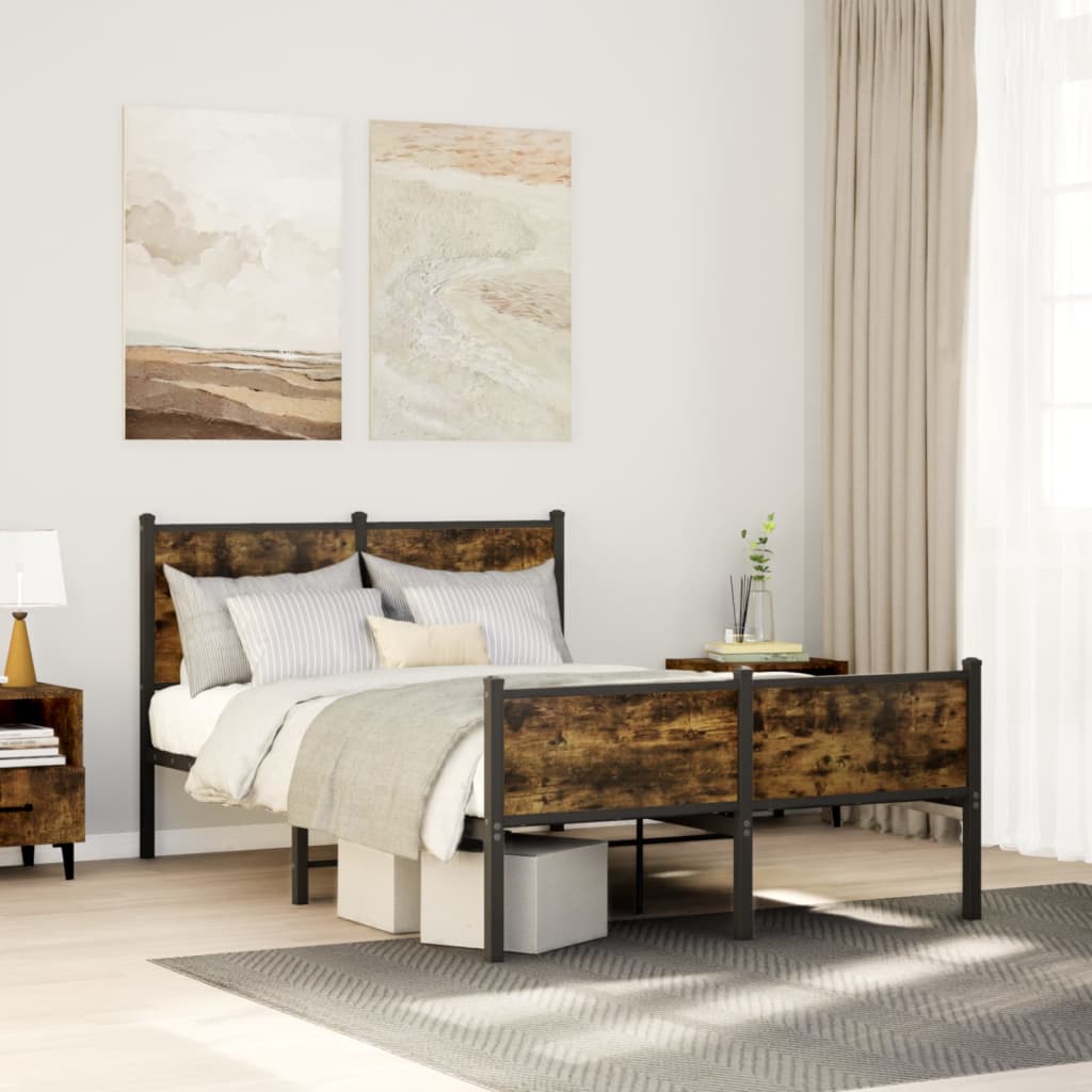 Bedframe zonder matras metaal gerookt eikenkleurig 120x200 cm is nu te koop bij PeponiXL, paradijselijk wonen!