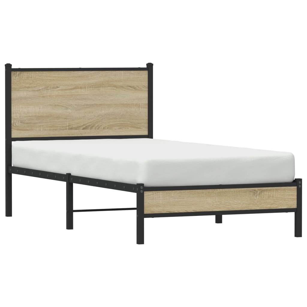 Bedframe zonder matras metaal sonoma eikenkleurig 80x200 cm is nu te koop bij PeponiXL, paradijselijk wonen!