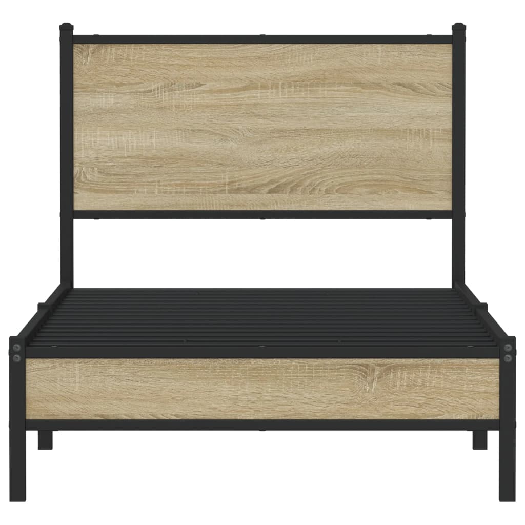 Bedframe zonder matras metaal sonoma eikenkleurig 80x200 cm is nu te koop bij PeponiXL, paradijselijk wonen!