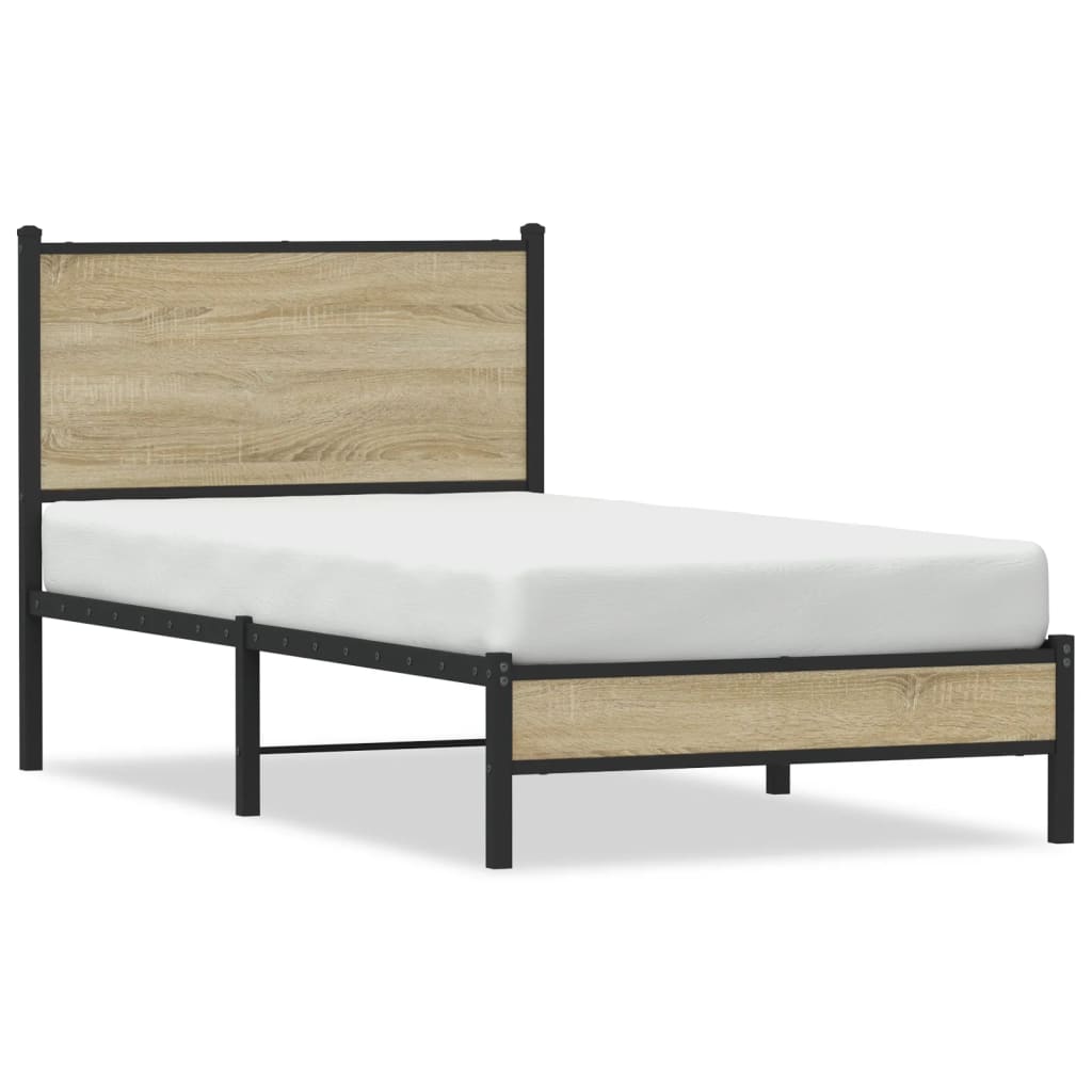 Bedframe zonder matras metaal sonoma eikenkleurig 90x190 cm is nu te koop bij PeponiXL, paradijselijk wonen!