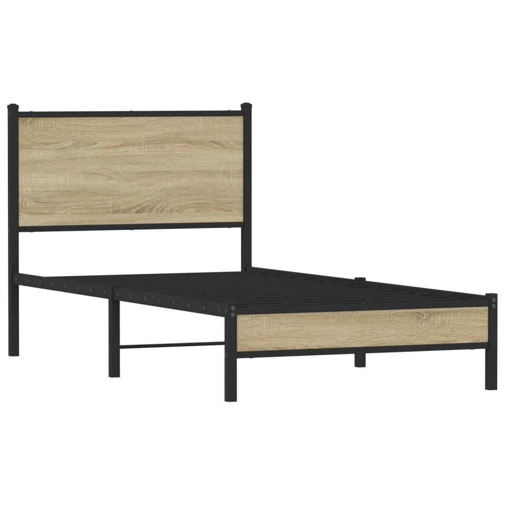 Bedframe zonder matras metaal sonoma eikenkleurig 90x190 cm is nu te koop bij PeponiXL, paradijselijk wonen!