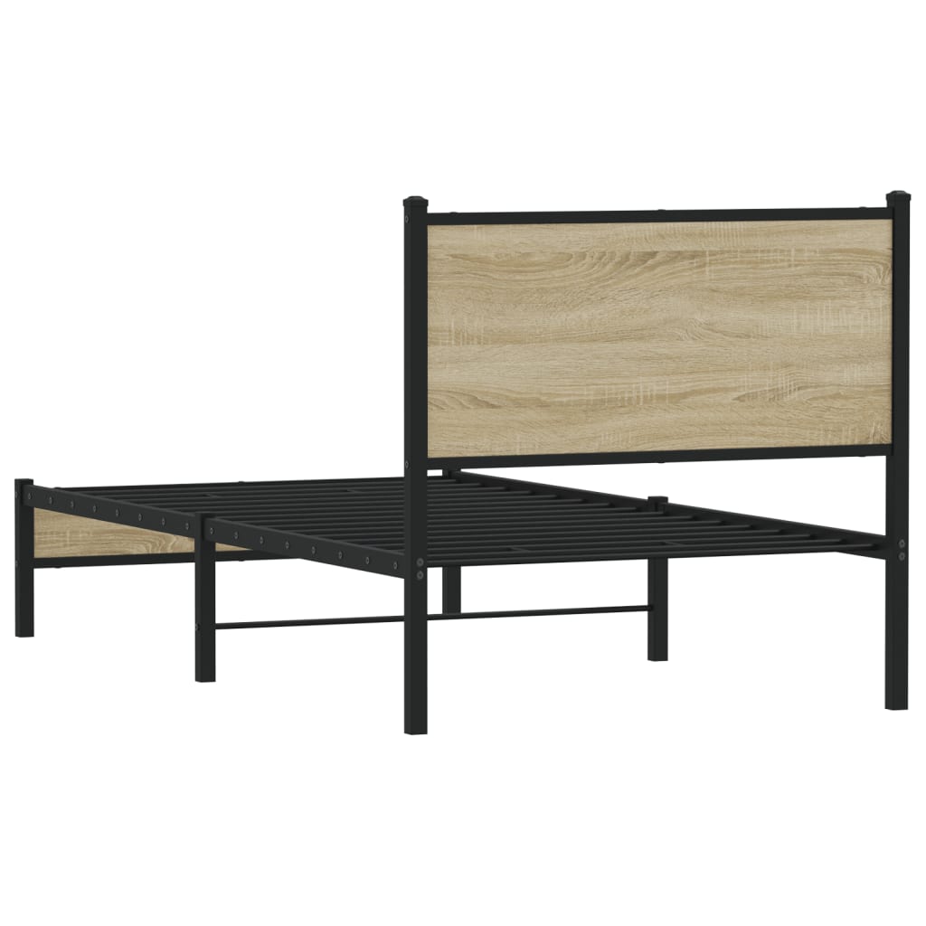 Bedframe zonder matras metaal sonoma eikenkleurig 90x190 cm is nu te koop bij PeponiXL, paradijselijk wonen!