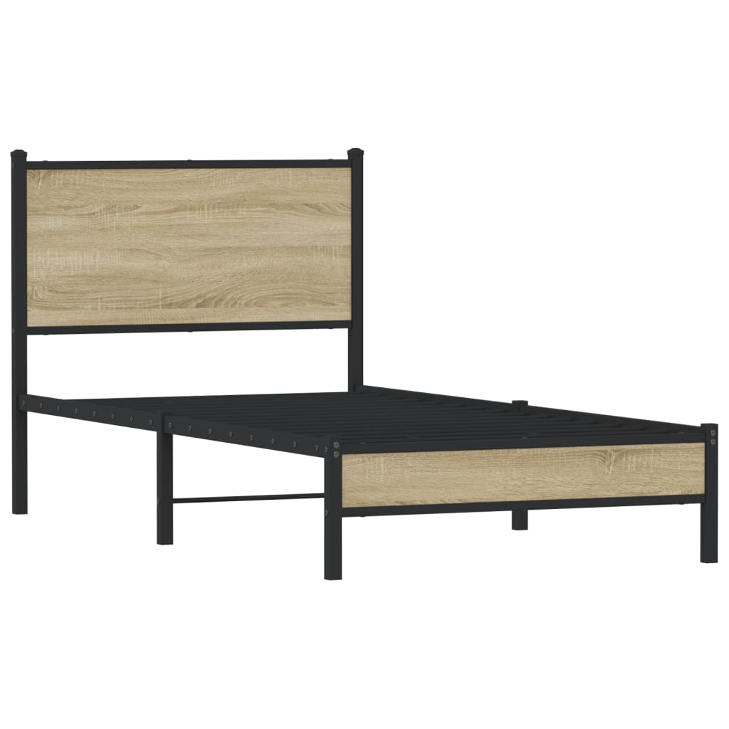 Bedframe zonder matras metaal sonoma eikenkleurig 90x200 cm is nu te koop bij PeponiXL, paradijselijk wonen!