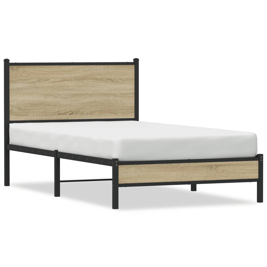 Bedframe zonder matras metaal sonoma eikenkleurig 100x190 cm is nu te koop bij PeponiXL, paradijselijk wonen!