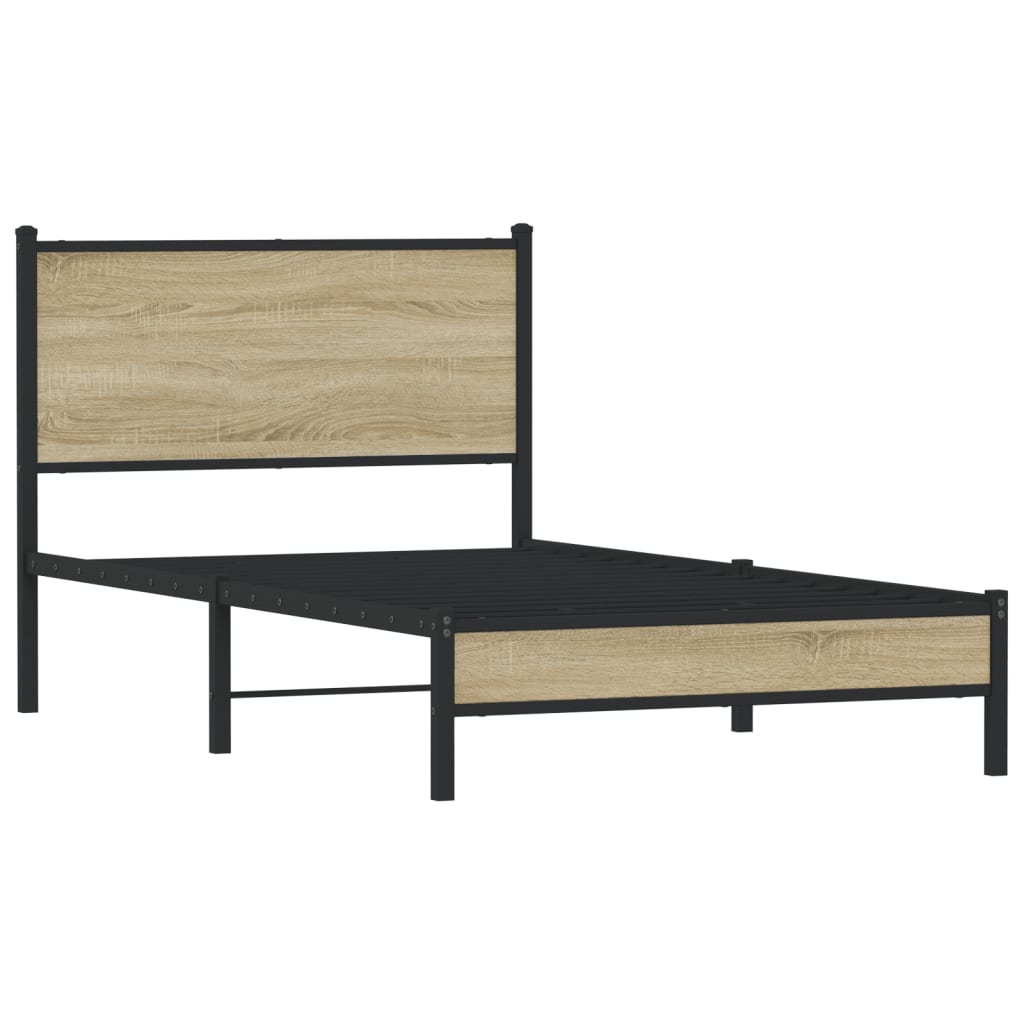 Bedframe zonder matras metaal sonoma eikenkleurig 100x190 cm is nu te koop bij PeponiXL, paradijselijk wonen!