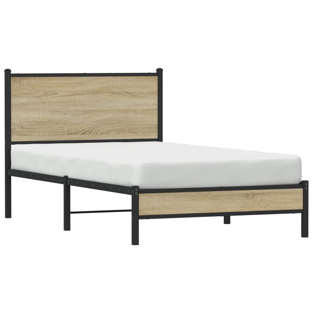 Bedframe zonder matras metaal sonoma eikenkleurig 100x190 cm is nu te koop bij PeponiXL, paradijselijk wonen!