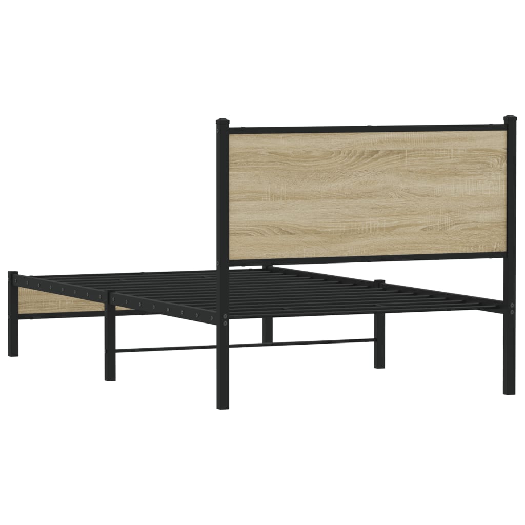 Bedframe zonder matras metaal sonoma eikenkleurig 100x190 cm is nu te koop bij PeponiXL, paradijselijk wonen!