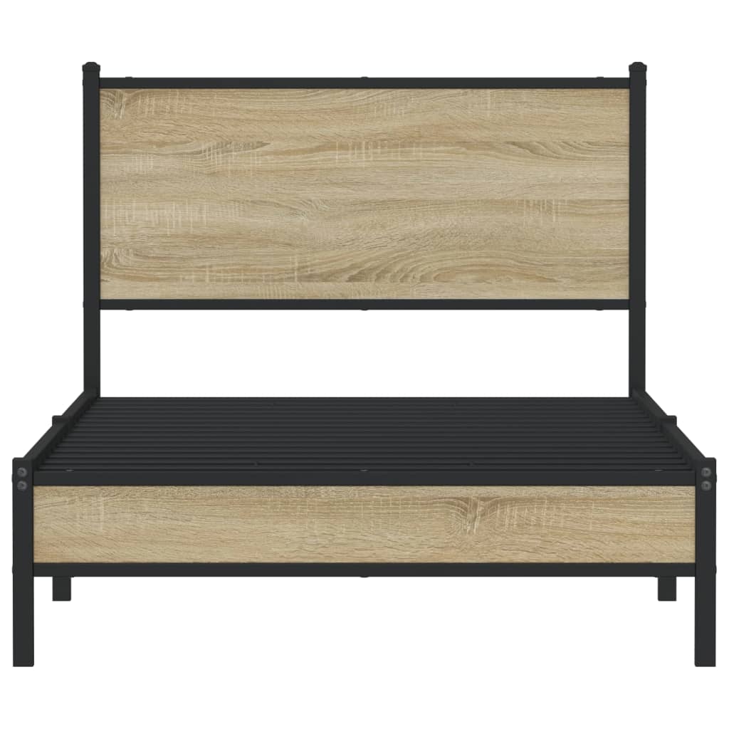 Bedframe zonder matras metaal sonoma eikenkleurig 100x200 cm is nu te koop bij PeponiXL, paradijselijk wonen!