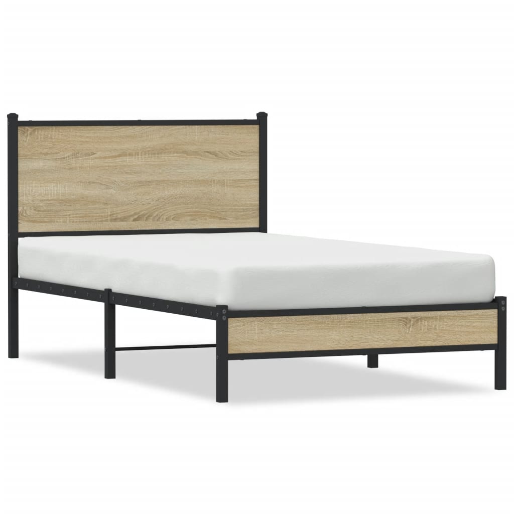 Bedframe zonder matras metaal sonoma eikenkleurig 100x200 cm is nu te koop bij PeponiXL, paradijselijk wonen!