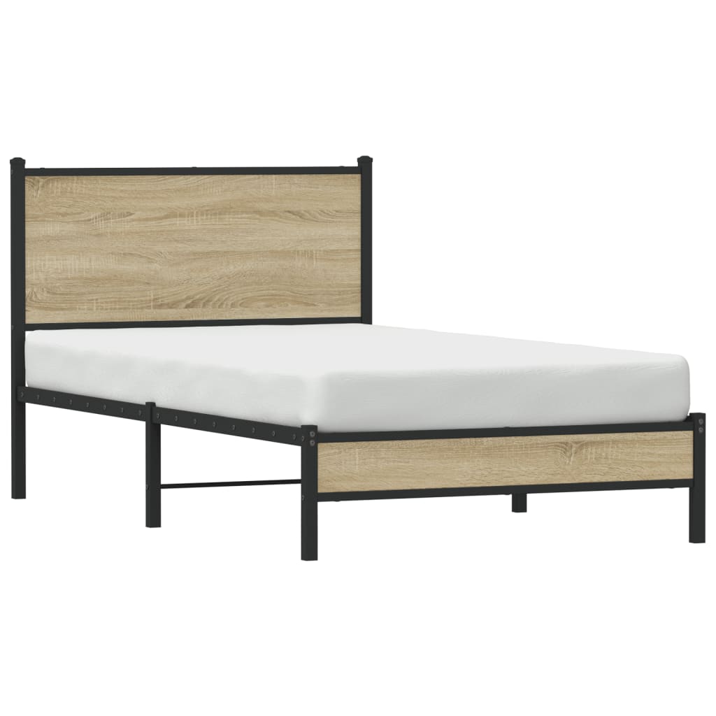 Bedframe zonder matras metaal sonoma eikenkleurig 107x203 cm is nu te koop bij PeponiXL, paradijselijk wonen!