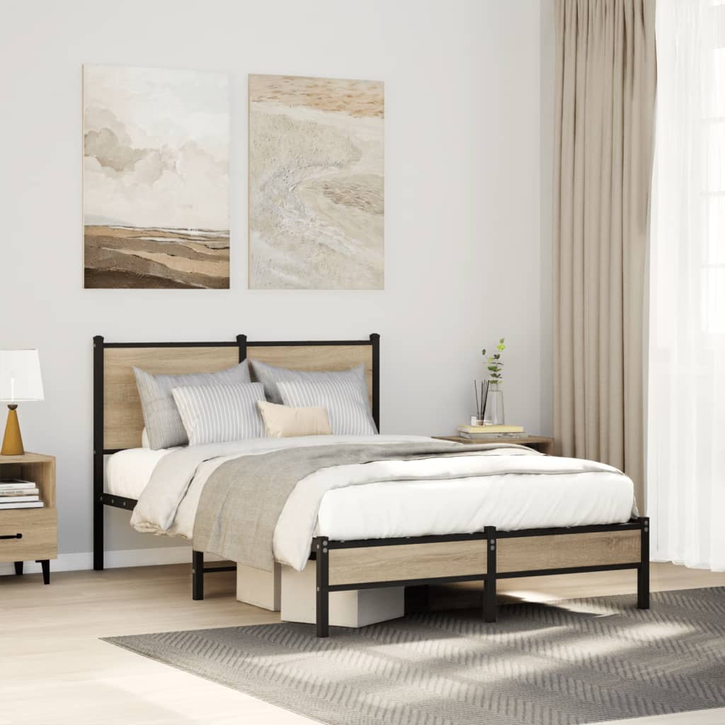 Bedframe zonder matras metaal sonoma eikenkleurig 120x200 cm is nu te koop bij PeponiXL, paradijselijk wonen!