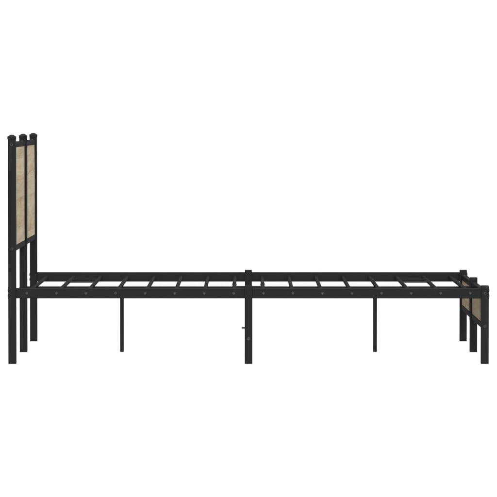 Bedframe zonder matras metaal sonoma eikenkleurig 120x200 cm is nu te koop bij PeponiXL, paradijselijk wonen!
