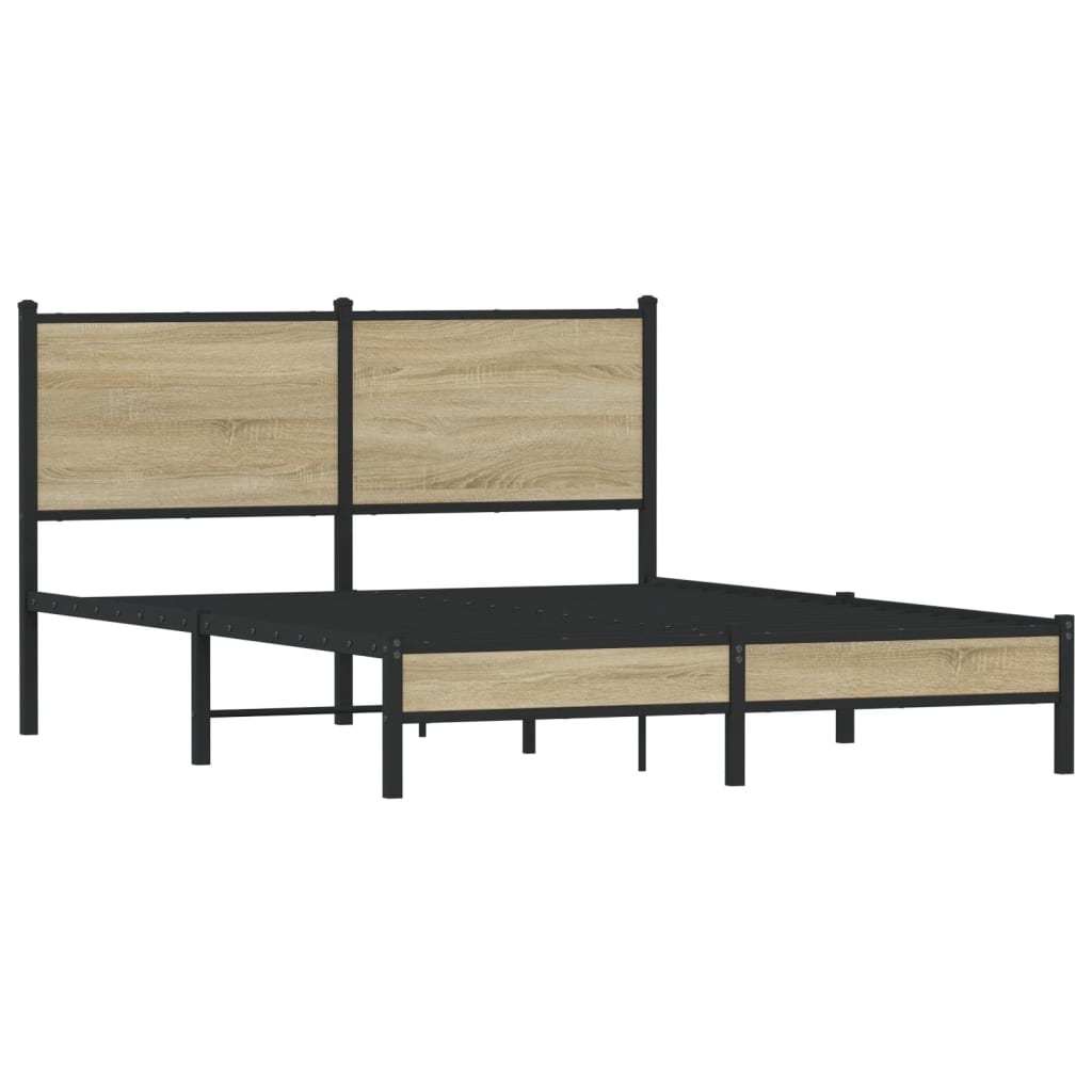 Bedframe zonder matras metaal sonoma eikenkleurig 137x190 cm is nu te koop bij PeponiXL, paradijselijk wonen!
