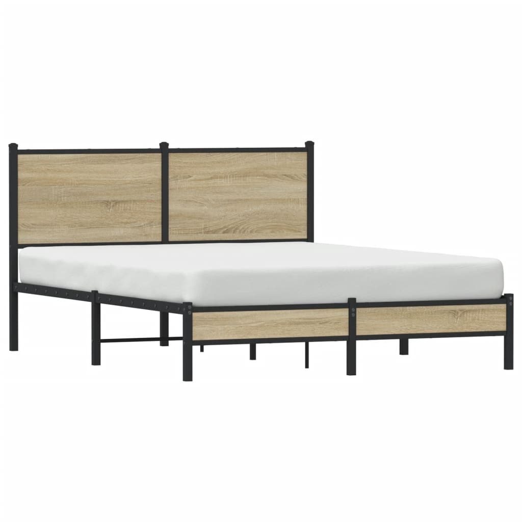 Bedframe zonder matras metaal sonoma eikenkleurig 137x190 cm is nu te koop bij PeponiXL, paradijselijk wonen!