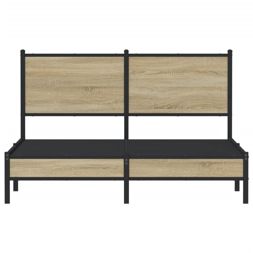 Bedframe zonder matras metaal sonoma eikenkleurig 137x190 cm is nu te koop bij PeponiXL, paradijselijk wonen!