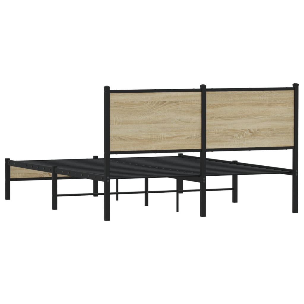 Bedframe zonder matras metaal sonoma eikenkleurig 137x190 cm is nu te koop bij PeponiXL, paradijselijk wonen!