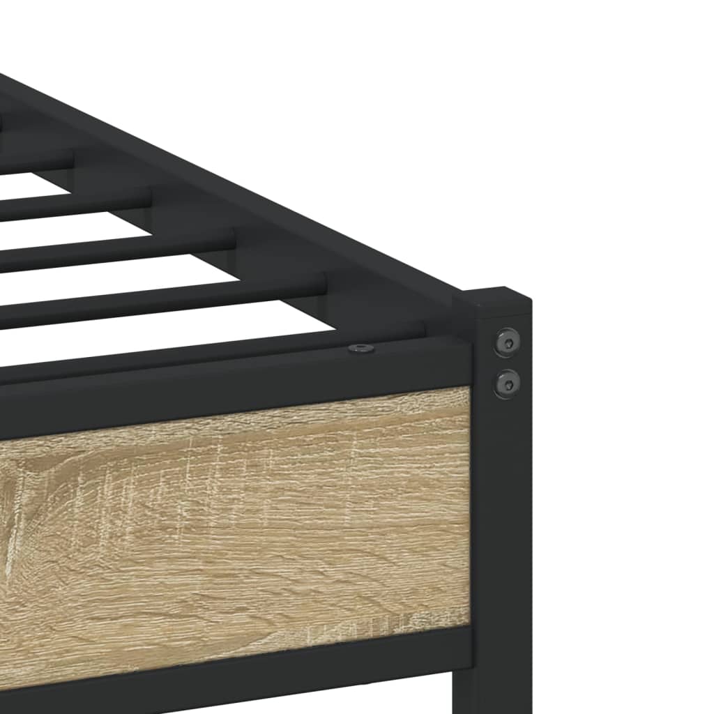 Bedframe zonder matras metaal sonoma eikenkleurig 140x190 cm is nu te koop bij PeponiXL, paradijselijk wonen!