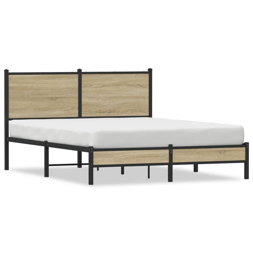 Bedframe zonder matras metaal sonoma eikenkleurig 150x200 cm is nu te koop bij PeponiXL, paradijselijk wonen!