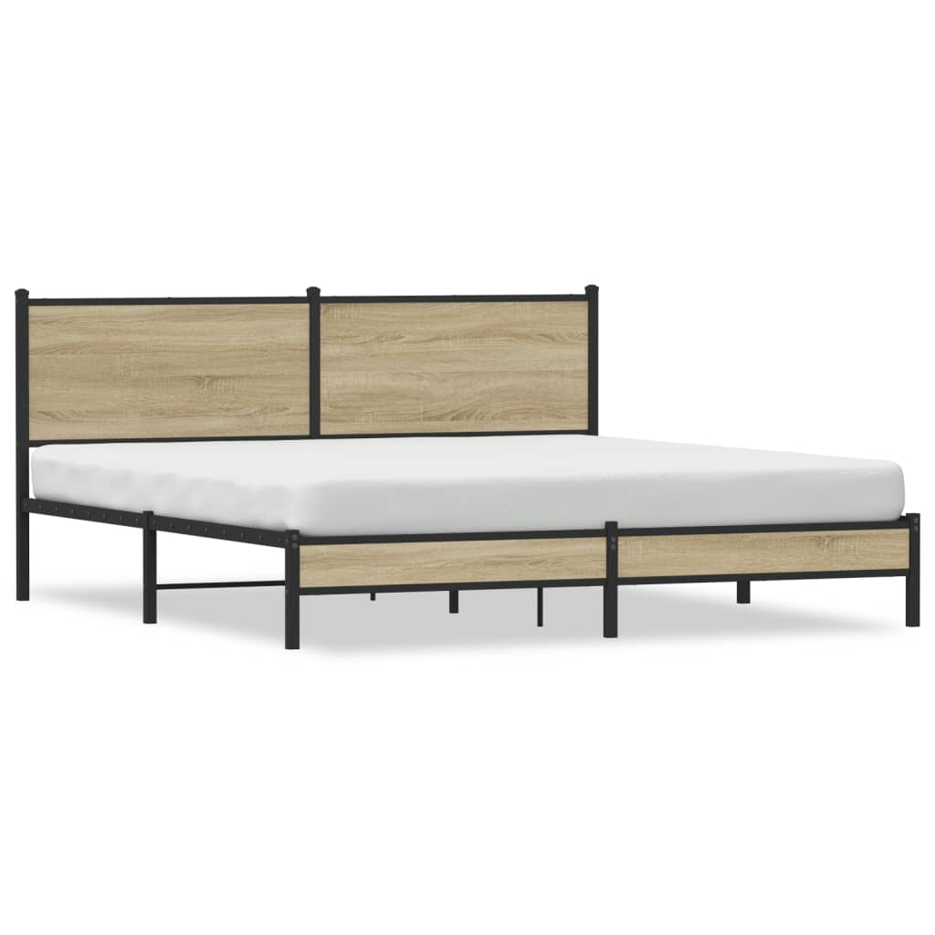Bedframe zonder matras metaal sonoma eikenkleurig 160x200 cm is nu te koop bij PeponiXL, paradijselijk wonen!
