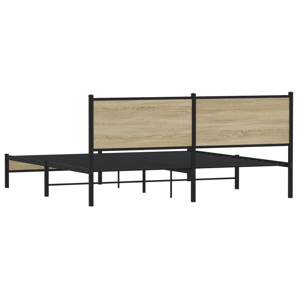 Bedframe zonder matras metaal sonoma eikenkleurig 160x200 cm is nu te koop bij PeponiXL, paradijselijk wonen!