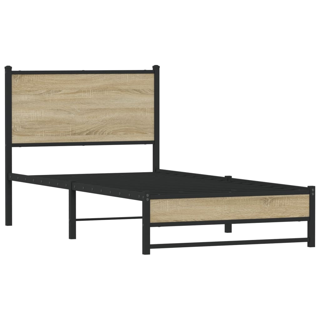 Bedframe zonder matras metaal sonoma eikenkleurig 75x190 cm is nu te koop bij PeponiXL, paradijselijk wonen!