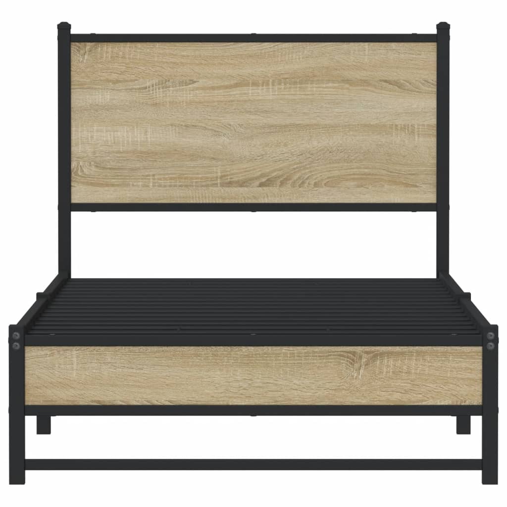 Bedframe zonder matras metaal sonoma eikenkleurig 75x190 cm is nu te koop bij PeponiXL, paradijselijk wonen!