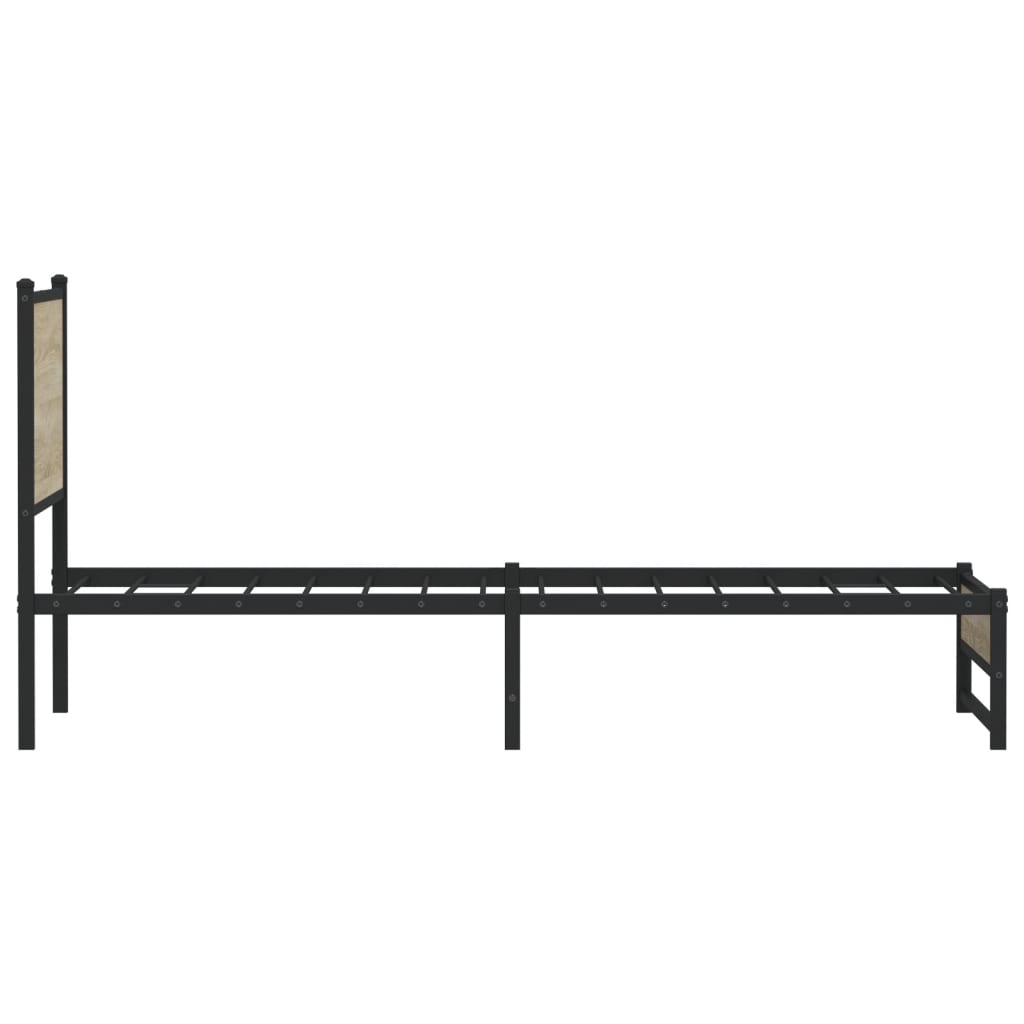 Bedframe zonder matras metaal sonoma eikenkleurig 75x190 cm is nu te koop bij PeponiXL, paradijselijk wonen!