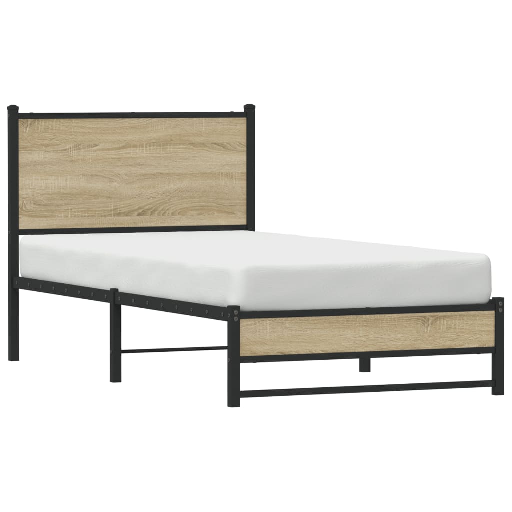 Bedframe zonder matras metaal sonoma eikenkleurig 80x200 cm is nu te koop bij PeponiXL, paradijselijk wonen!