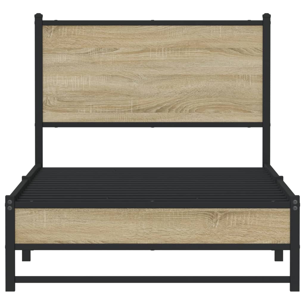 Bedframe zonder matras metaal sonoma eikenkleurig 80x200 cm is nu te koop bij PeponiXL, paradijselijk wonen!