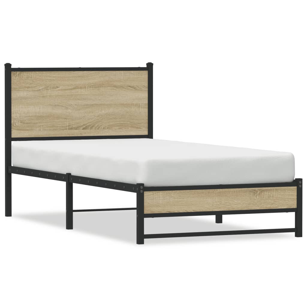Bedframe zonder matras metaal sonoma eikenkleurig 80x200 cm is nu te koop bij PeponiXL, paradijselijk wonen!