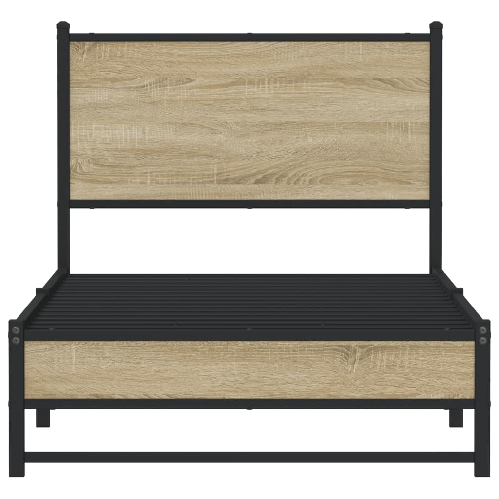 Bedframe zonder matras metaal sonoma eikenkleurig 90x190 cm is nu te koop bij PeponiXL, paradijselijk wonen!