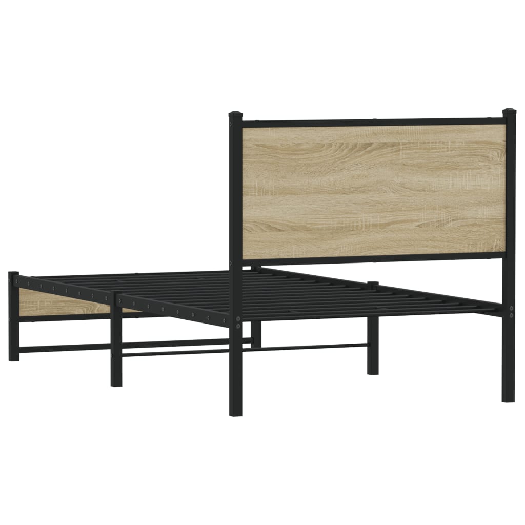 Bedframe zonder matras metaal sonoma eikenkleurig 90x190 cm is nu te koop bij PeponiXL, paradijselijk wonen!
